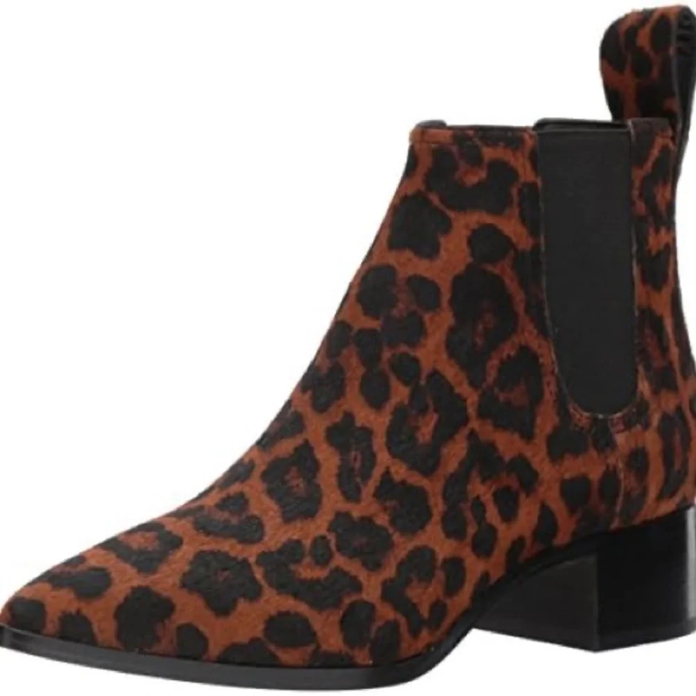 Loeffler Randall Women’s Booties Nellie Leopard Print Calf Hair Brown Boots 9.5 - Picture 1 of 12